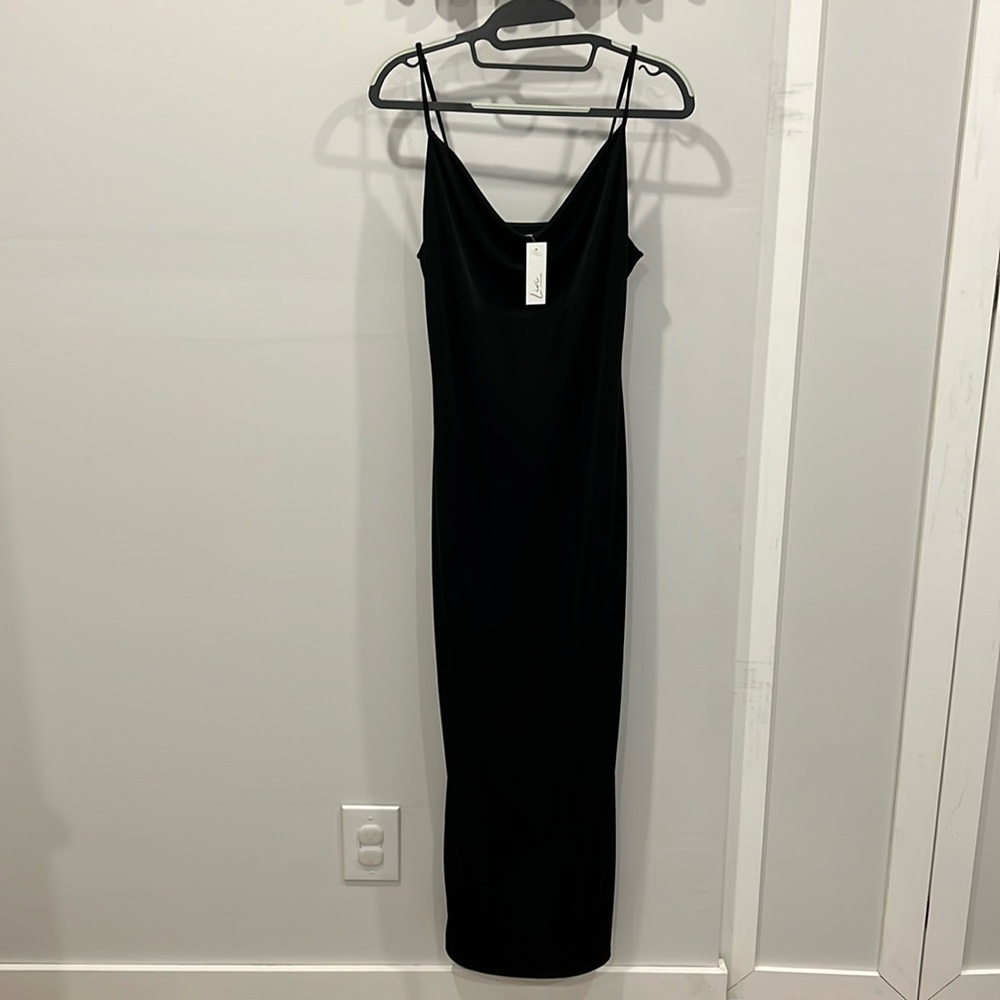 Livi by Olivia Rae Black Cowl Neck Bodycon Midi Dress